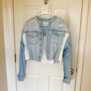 PacSun Paneled Cropped Denim Trucker Jacket, one size, NWOT